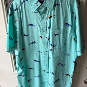Saddlebred Turquoise Marlin Print Shirt